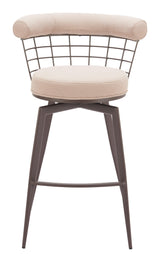 ZUO Saku Swivel Barstool Beige & Brown