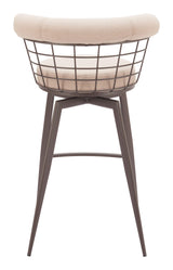 ZUO Saku Swivel Barstool Beige & Brown