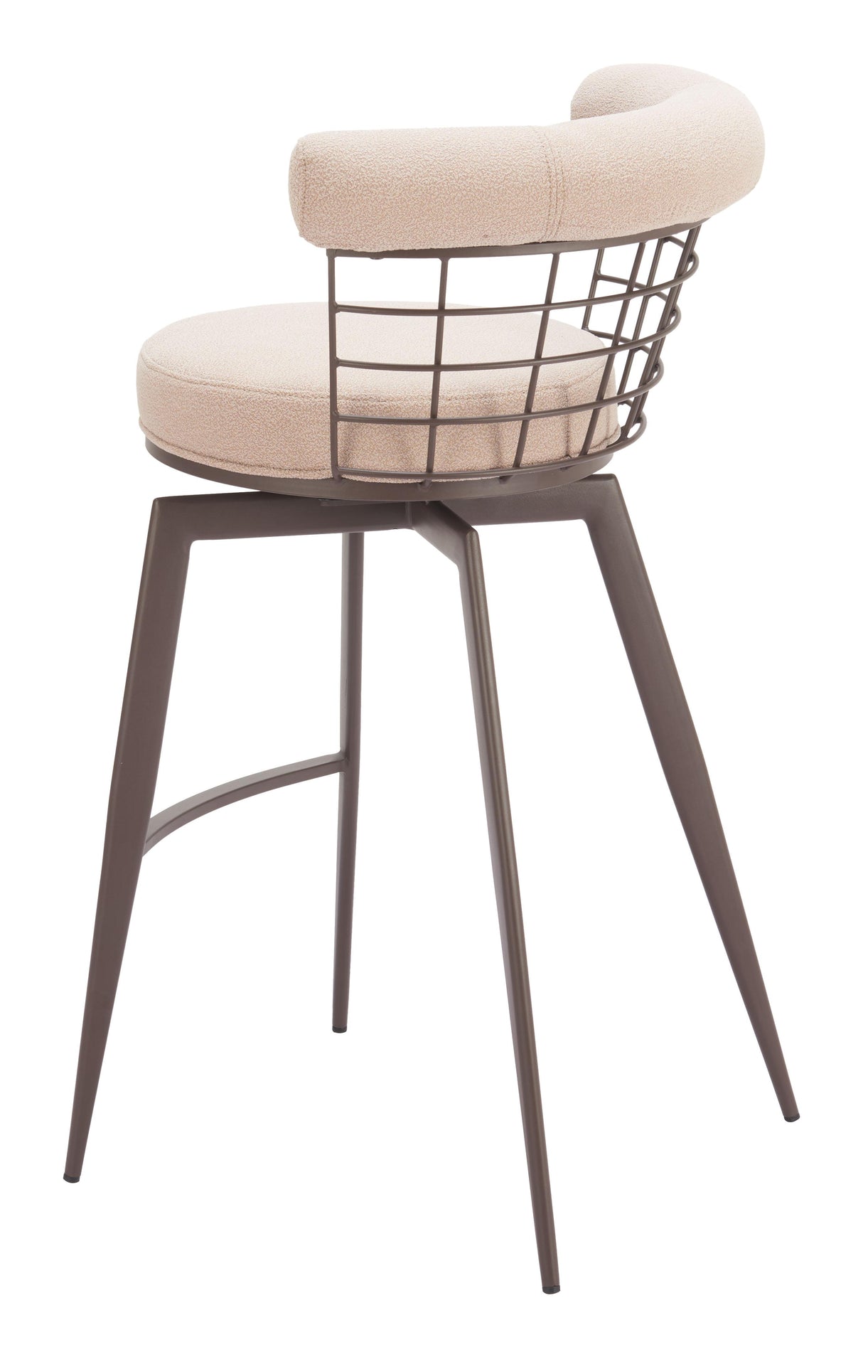 ZUO Saku Swivel Barstool Beige & Brown