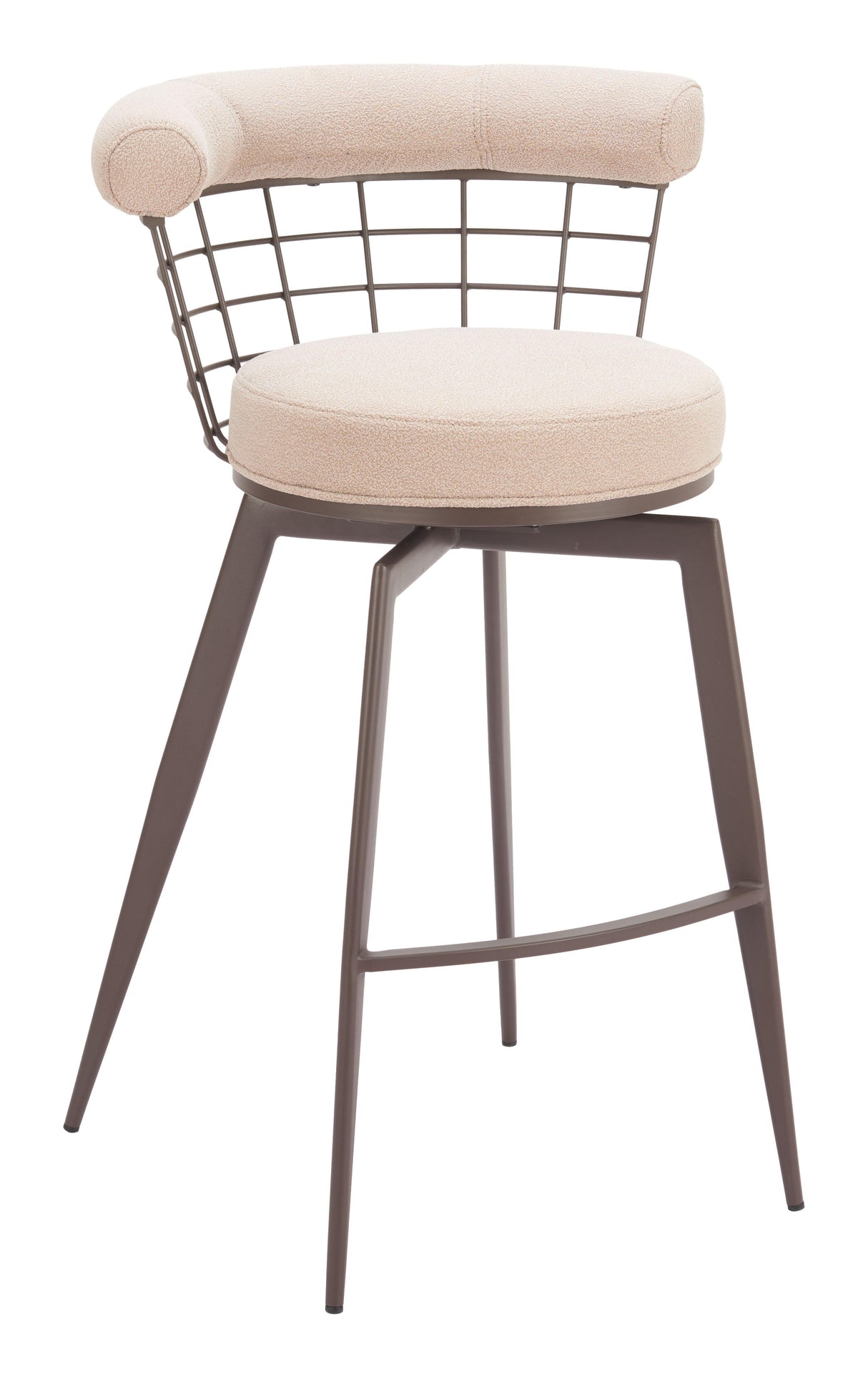 ZUO Saku Swivel Barstool Beige & Brown