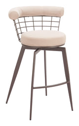 ZUO Saku Swivel Barstool Beige & Brown