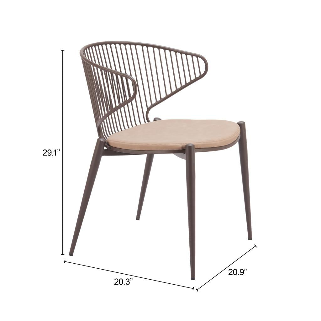 ZUO Silues Dining Chair Taupe & Brown
