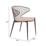 ZUO Silues Dining Chair Taupe & Brown