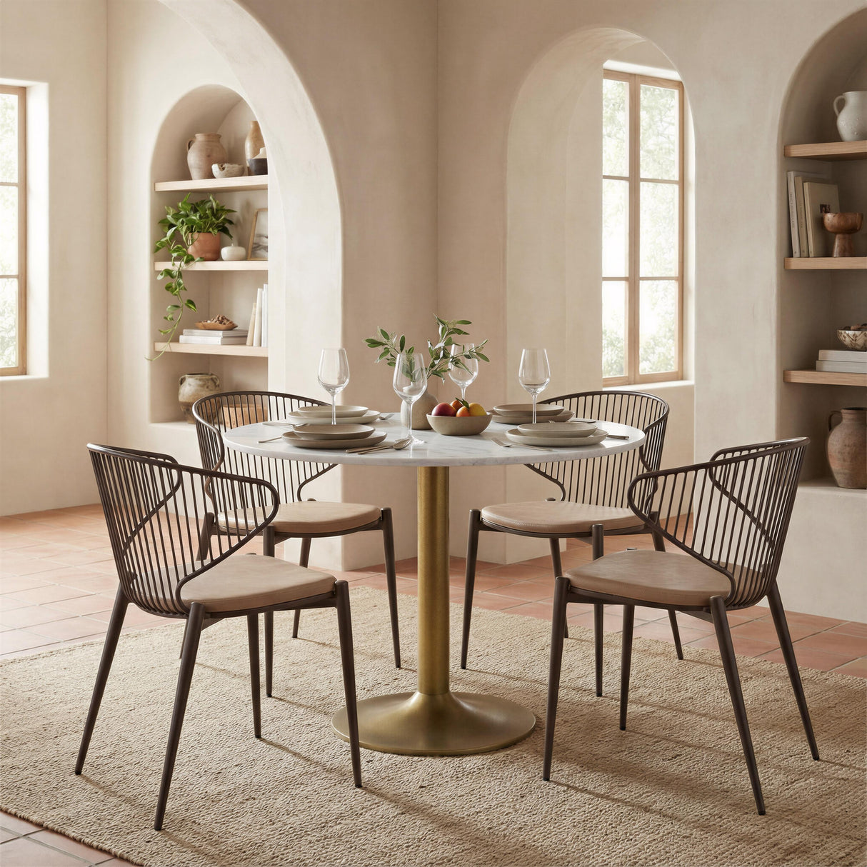 ZUO Silues Dining Chair (Set of 2) Taupe & Brown