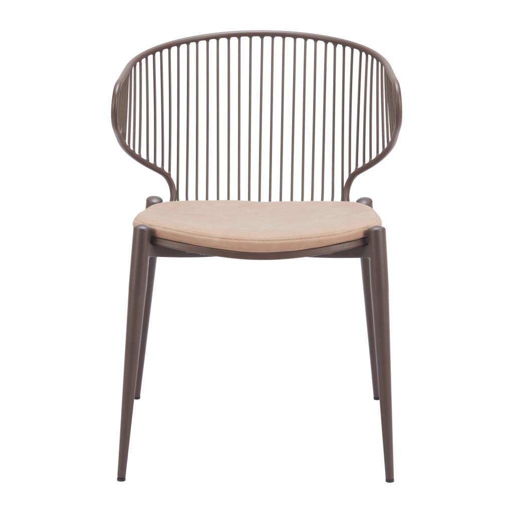 ZUO Silues Dining Chair Taupe & Brown