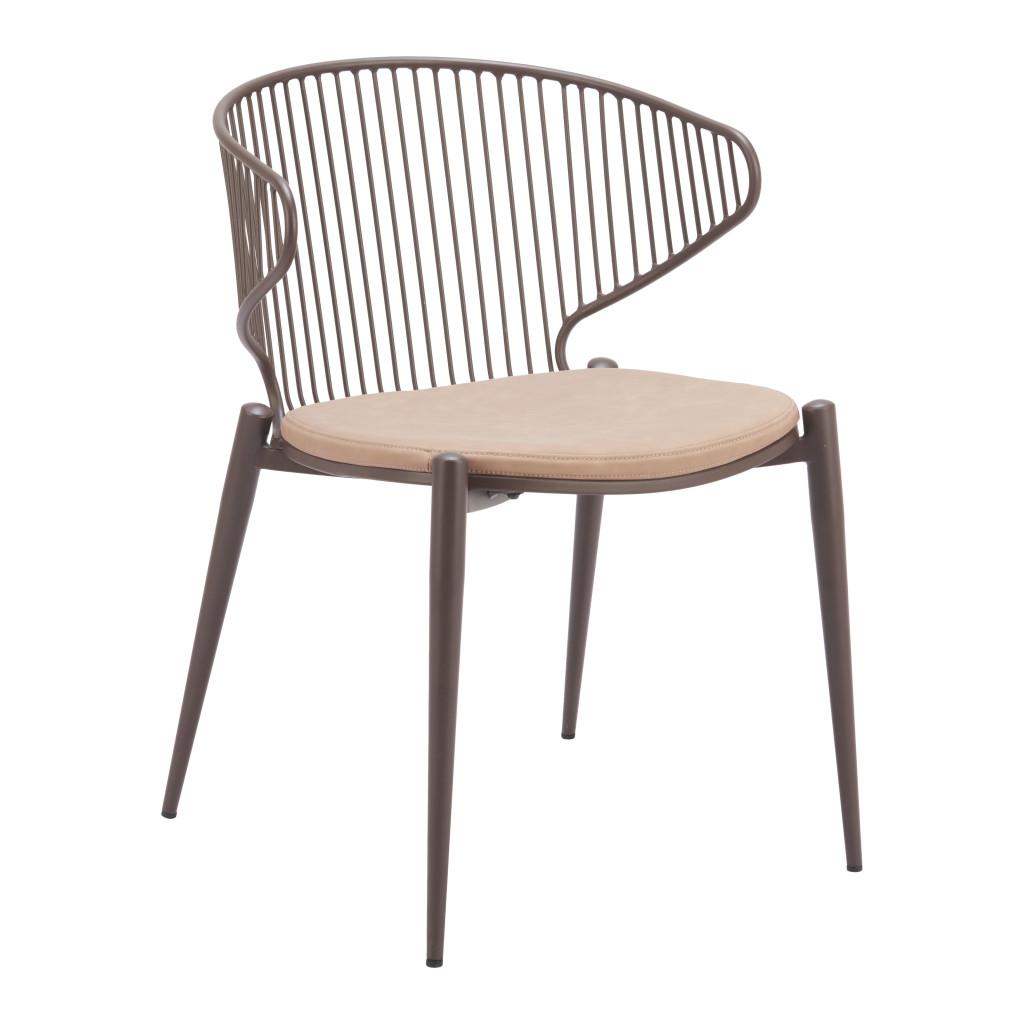 ZUO Silues Dining Chair Taupe & Brown