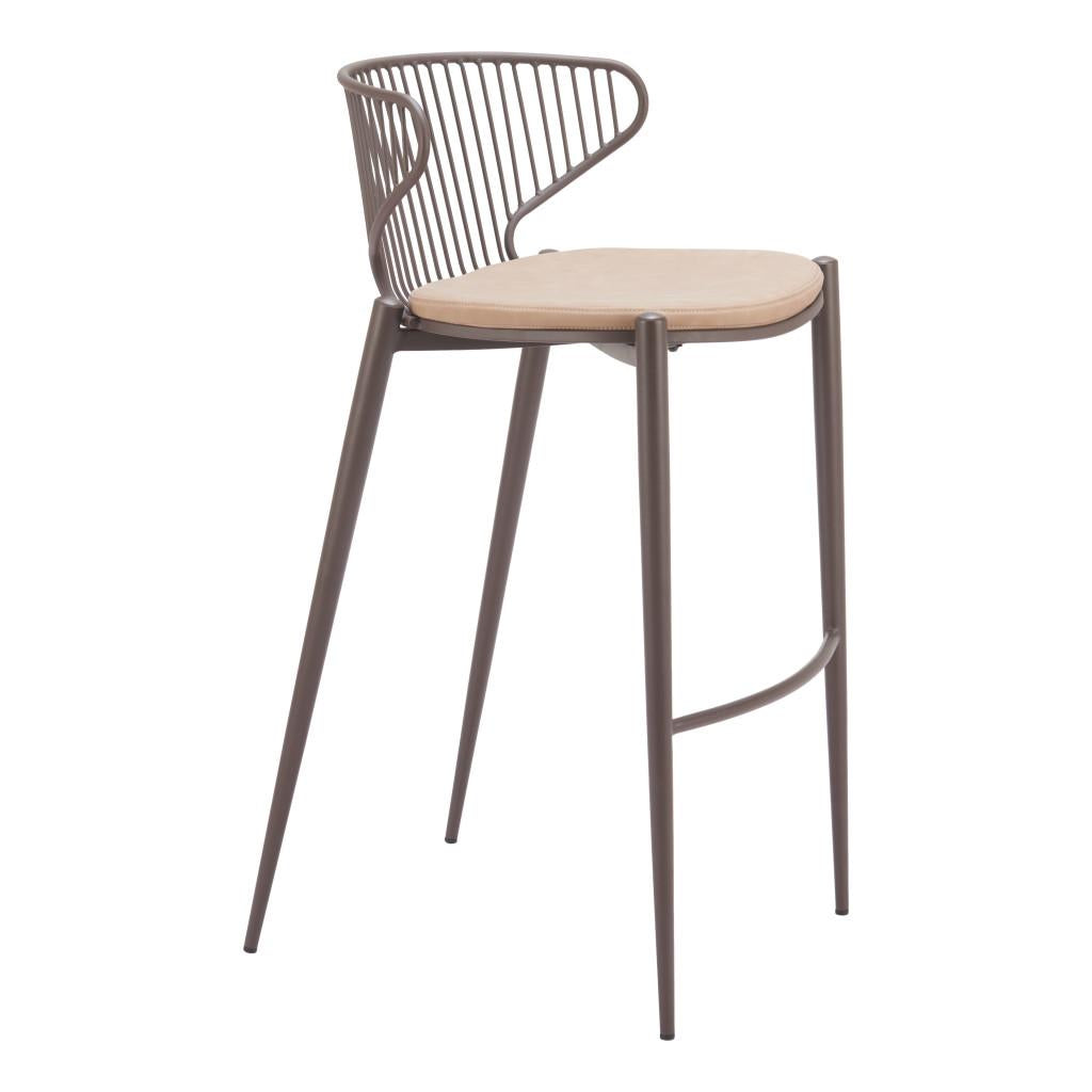 ZUO Silues Barstool (Set of 2) Taupe & Brown