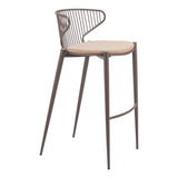 ZUO Silues Barstool (Set of 2) Taupe & Brown