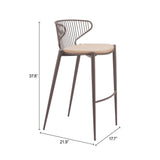 ZUO Silues Barstool (Set of 2) Taupe & Brown