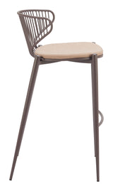 ZUO Silues Barstool (Set of 2) Taupe & Brown
