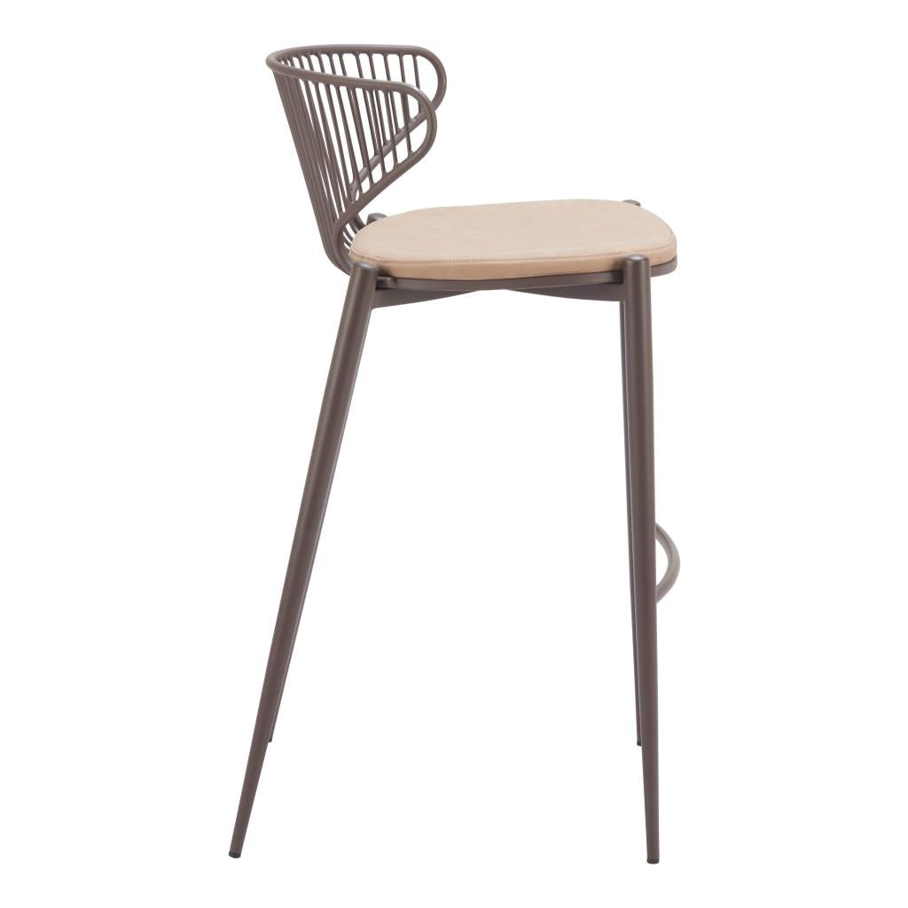 ZUO Silues Barstool (Set of 2) Taupe & Brown