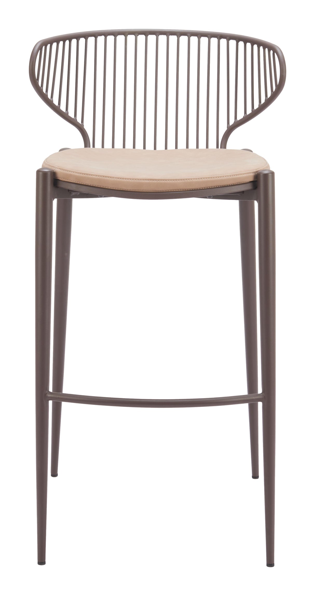 ZUO Silues Barstool (Set of 2) Taupe & Brown