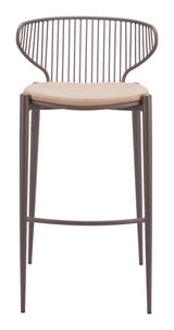 ZUO Silues Barstool (Set of 2) Taupe & Brown