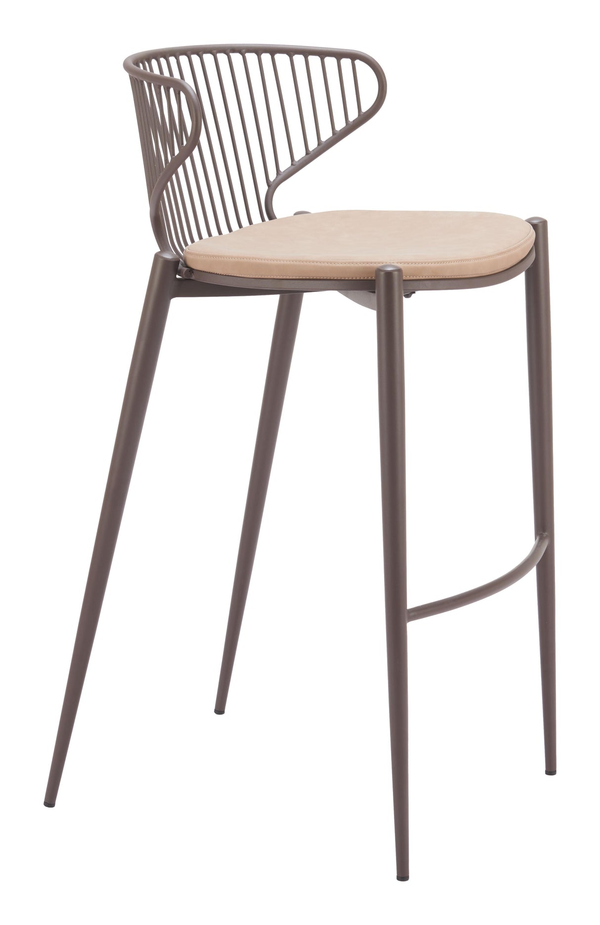 ZUO Silues Barstool (Set of 2) Taupe & Brown