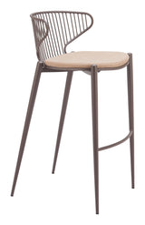 ZUO Silues Barstool (Set of 2) Taupe & Brown
