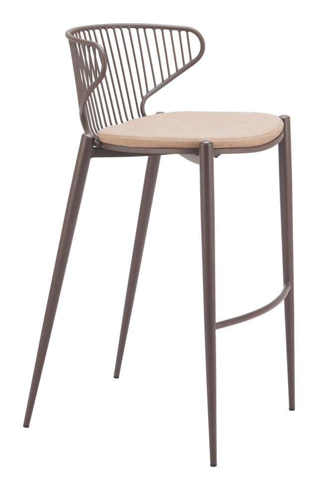 ZUO Silues Barstool (Set of 2) Taupe & Brown