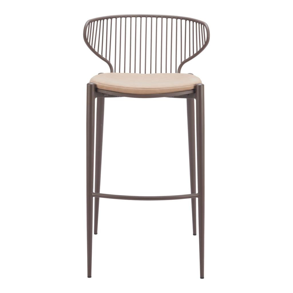 ZUO Silues Barstool (Set of 2) Taupe & Brown