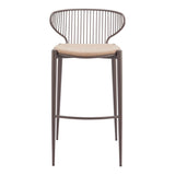 ZUO Silues Barstool (Set of 2) Taupe & Brown