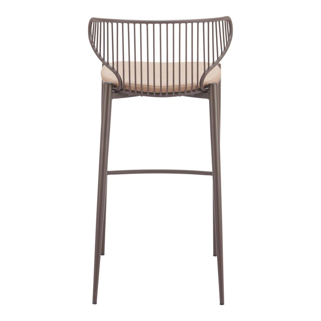 ZUO Silues Barstool (Set of 2) Taupe & Brown