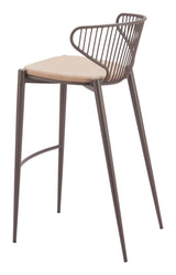 ZUO Silues Barstool (Set of 2) Taupe & Brown