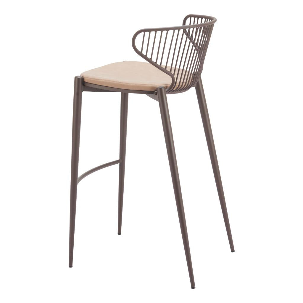 ZUO Silues Barstool (Set of 2) Taupe & Brown