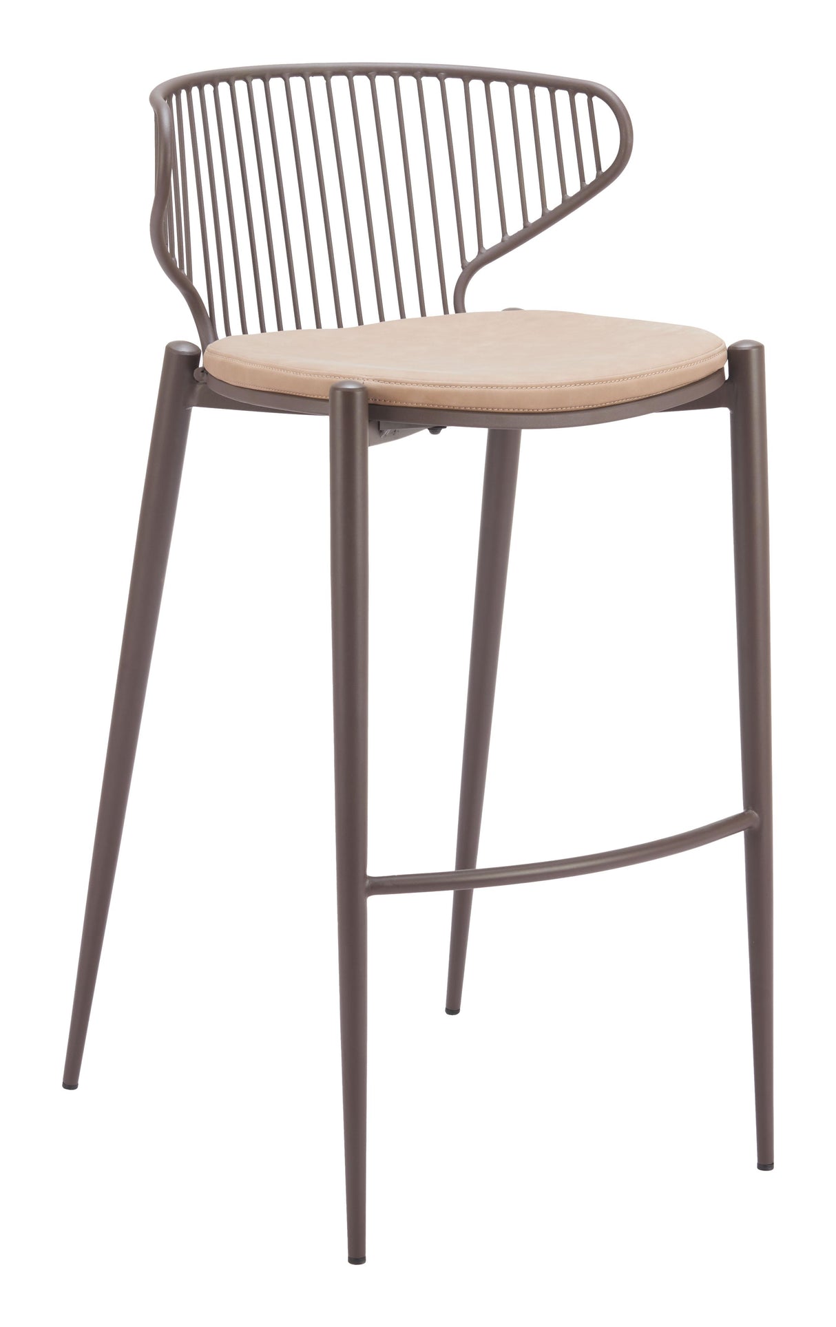 ZUO Silues Barstool (Set of 2) Taupe & Brown