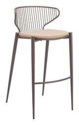 ZUO Silues Barstool (Set of 2) Taupe & Brown
