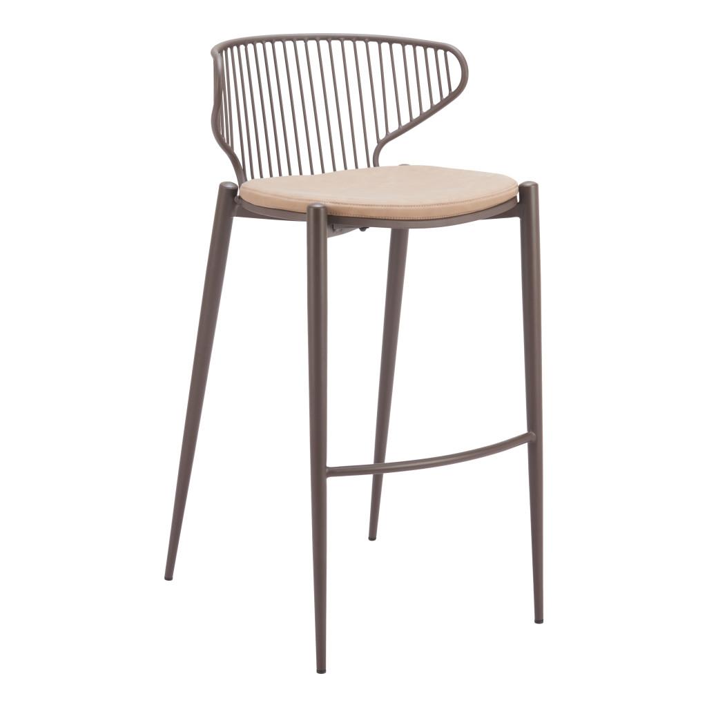 ZUO Silues Barstool (Set of 2) Taupe & Brown