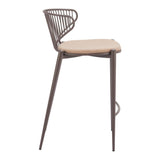 ZUO Silues Counter Stool (Set of 2) Taupe & Brown