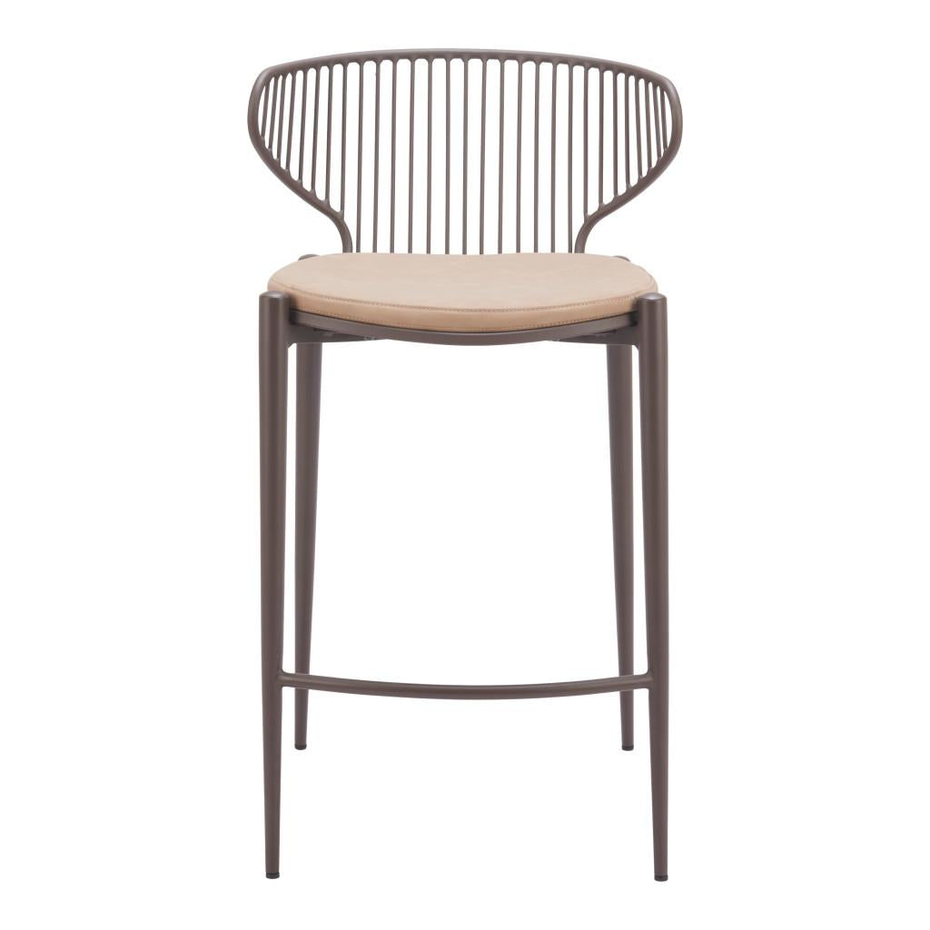 ZUO Silues Counter Stool (Set of 2) Taupe & Brown