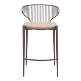 ZUO Silues Counter Stool (Set of 2) Taupe & Brown