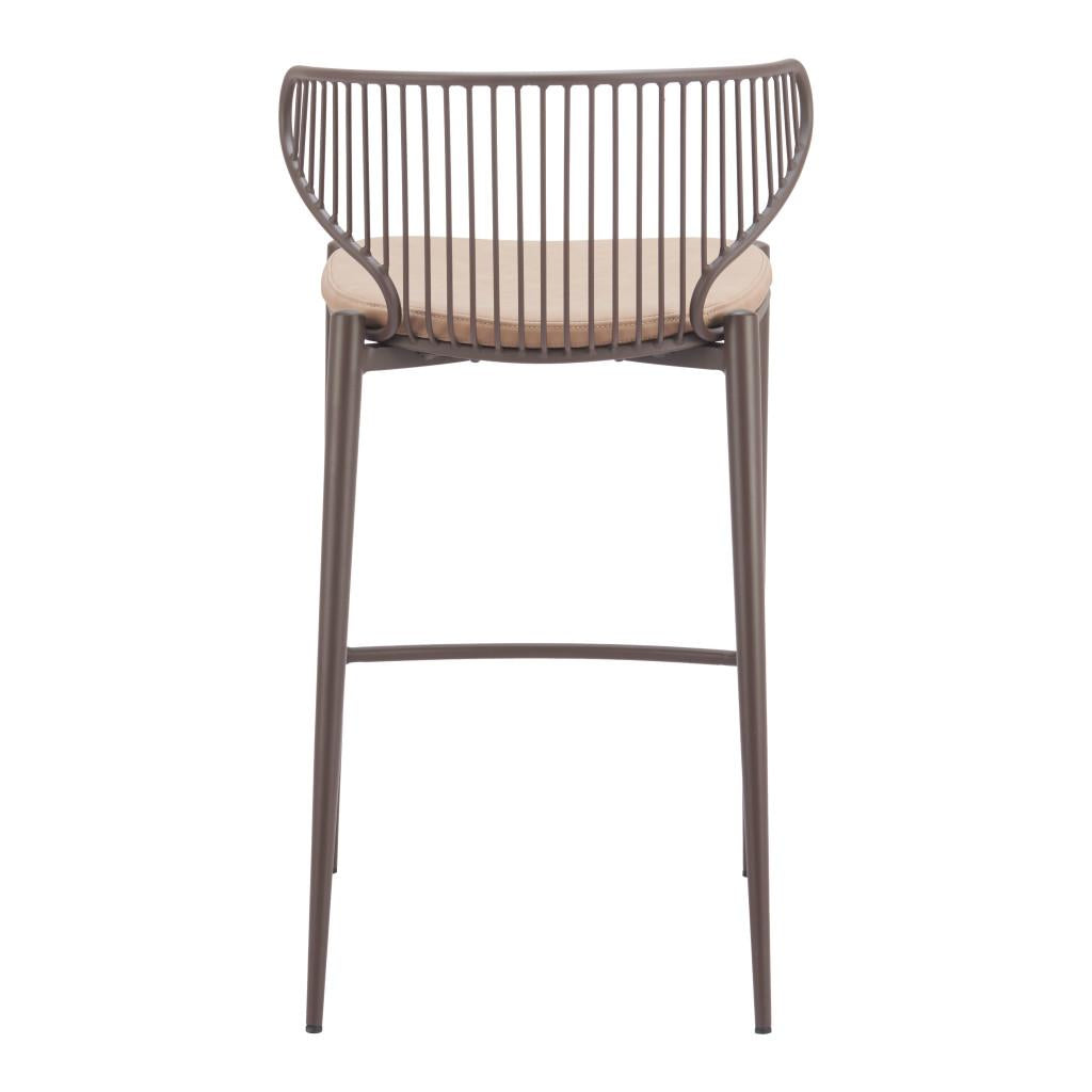 ZUO Silues Counter Stool (Set of 2) Taupe & Brown