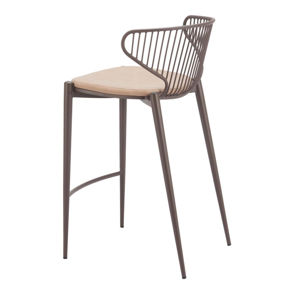 ZUO Silues Counter Stool (Set of 2) Taupe & Brown