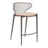 ZUO Silues Counter Stool (Set of 2) Taupe & Brown