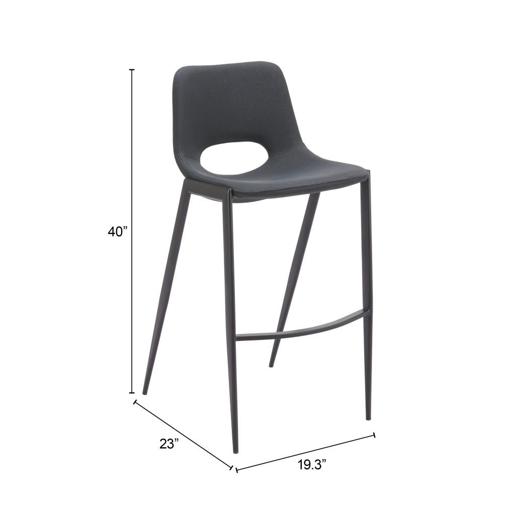 ZUO Desi Armless Barstool (Set of 2) Black