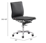 ZUO Lider Plus Armless Office Chair Black