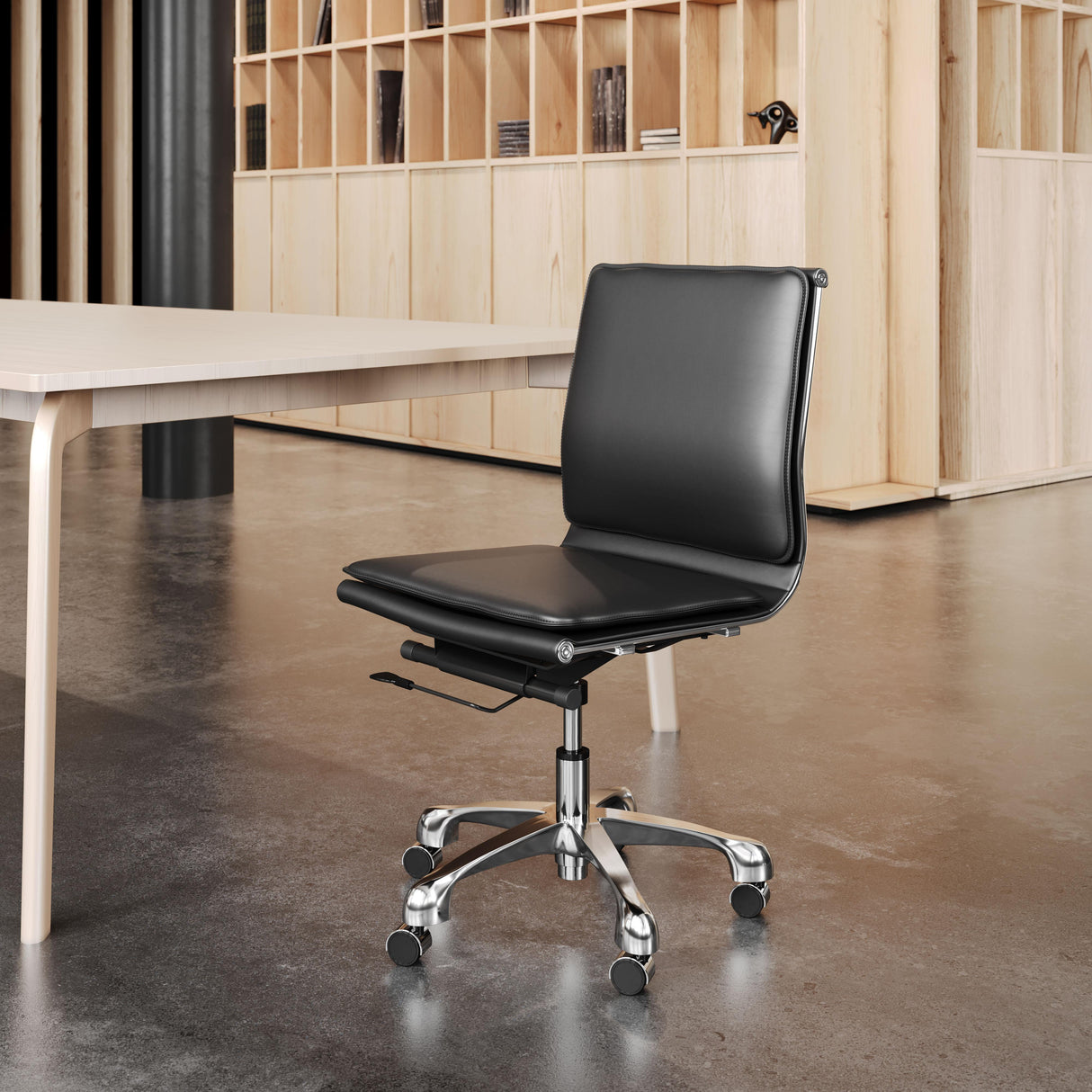ZUO Lider Plus Armless Office Chair Black