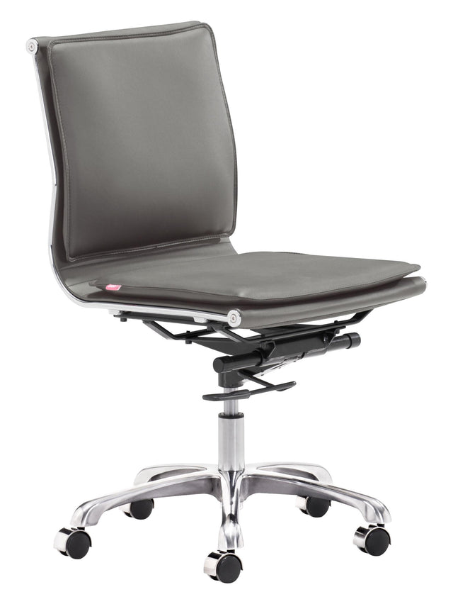 ZUO Lider Plus Armless Office Chair Gray