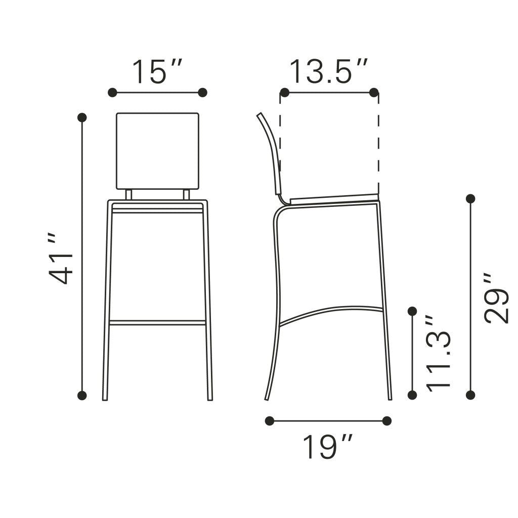 ZUO Criss Cross Barstool (Set of 2) Black