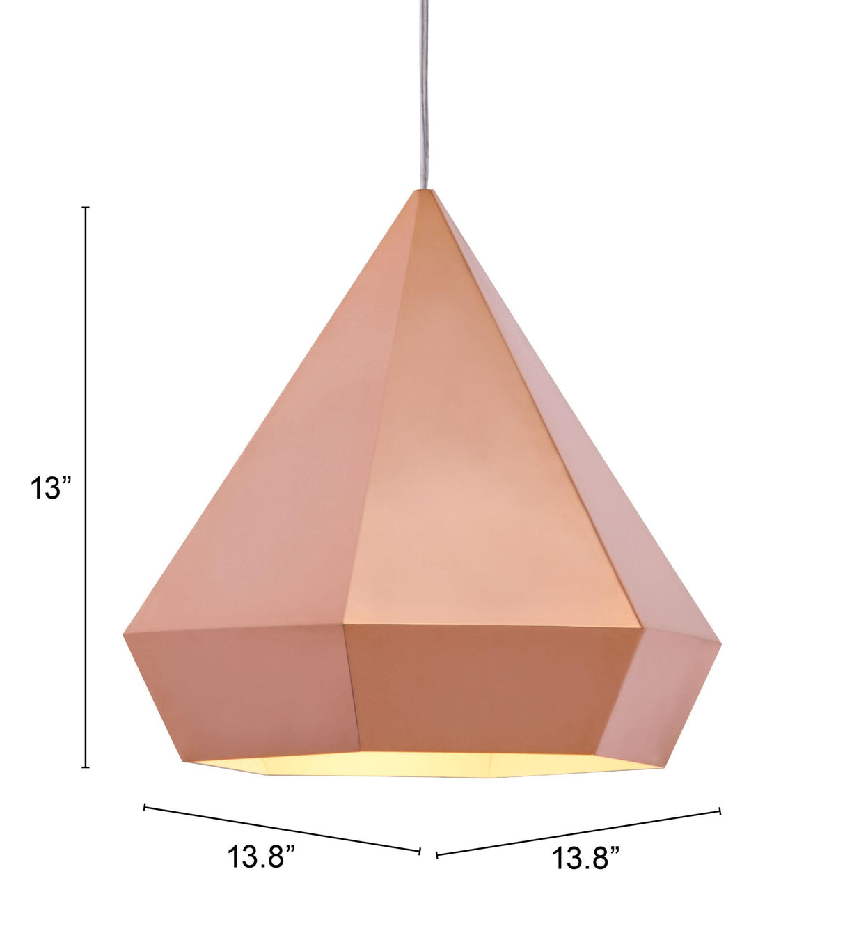 ZUO Forecast Ceiling Lamp Rose Gold
