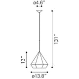 ZUO Forecast Ceiling Lamp Rose Gold