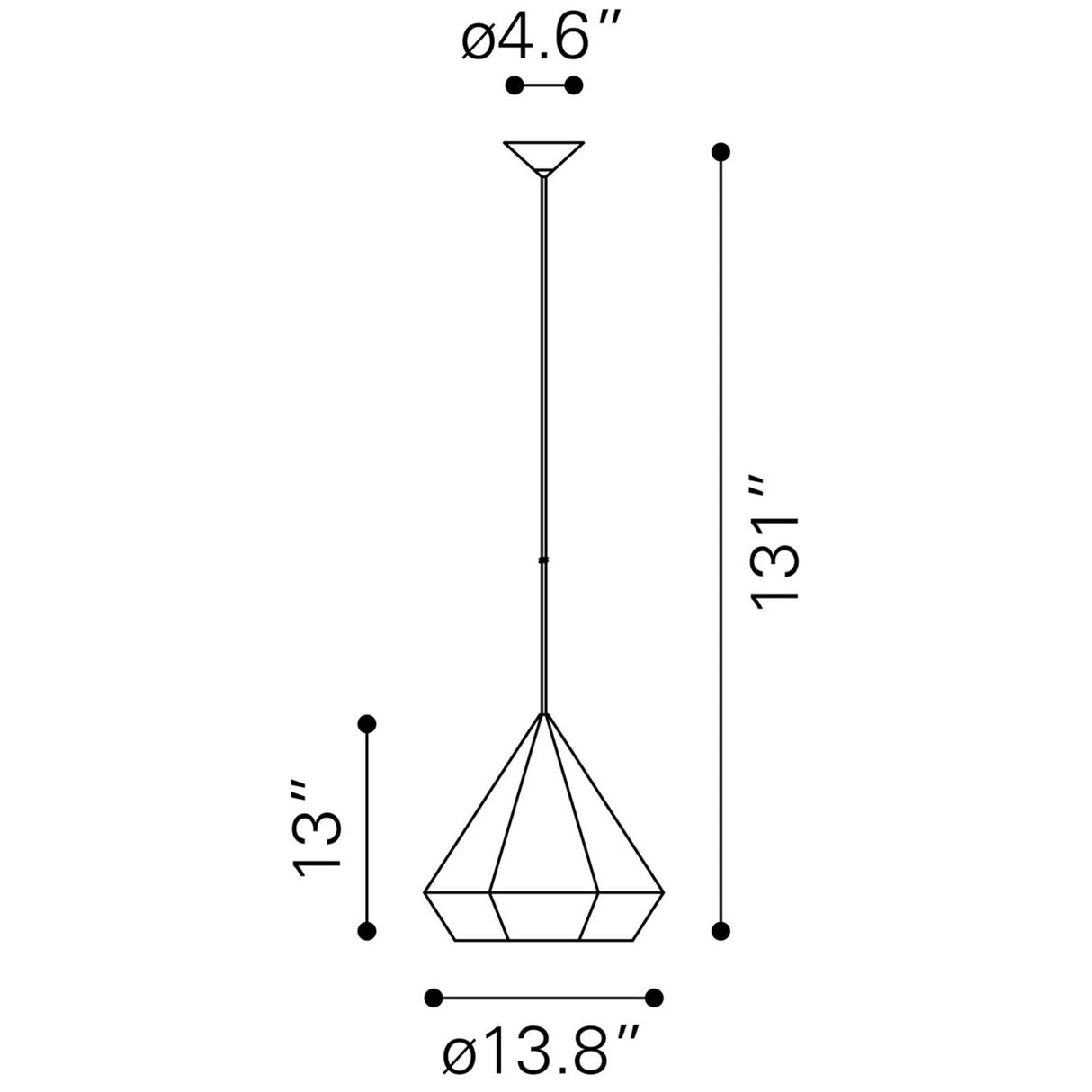 ZUO Forecast Ceiling Lamp Rose Gold