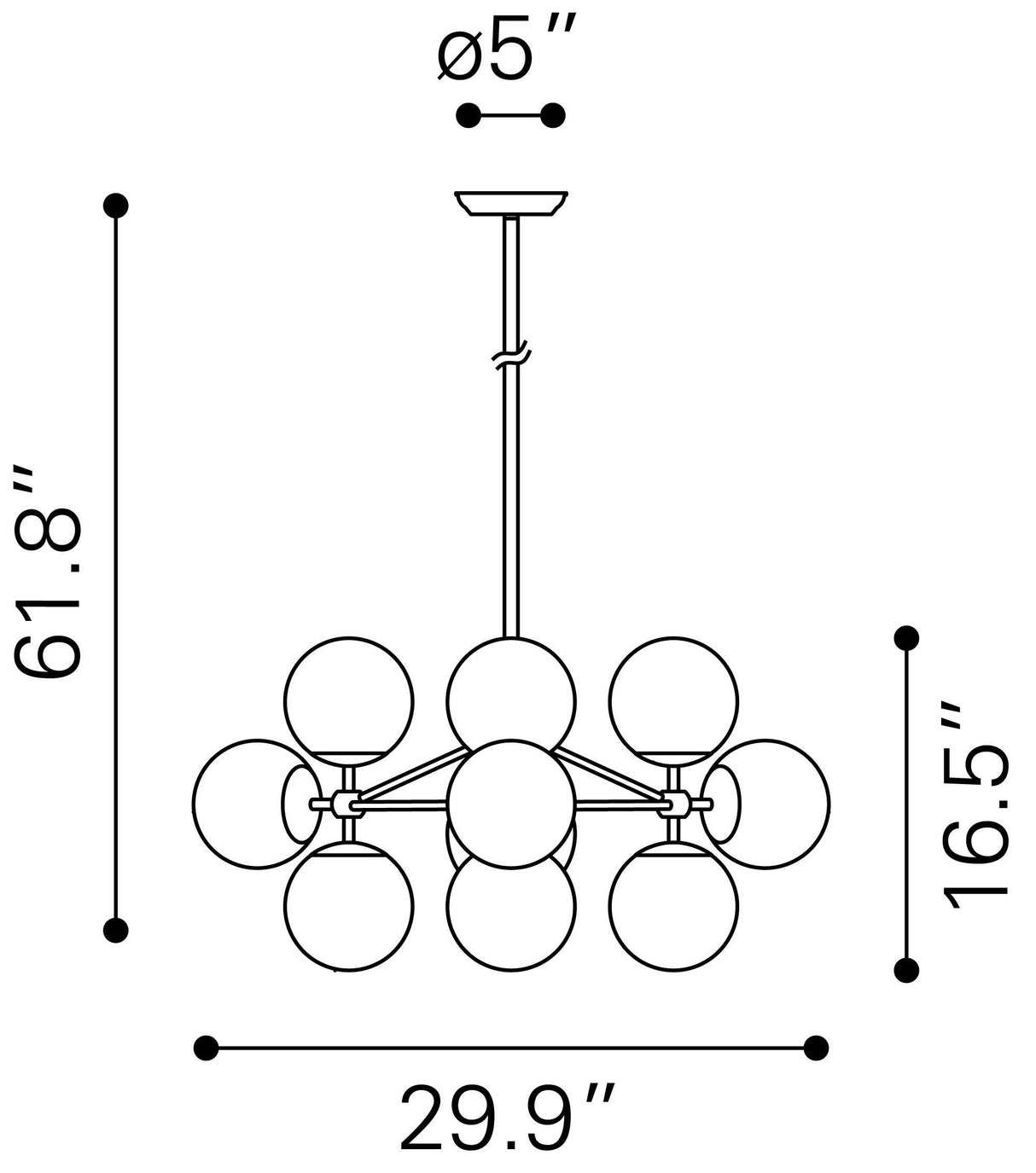 ZUO Belfast Ceiling Lamp Black