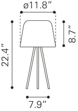 ZUO Mozzi Table Lamp Gray & Black