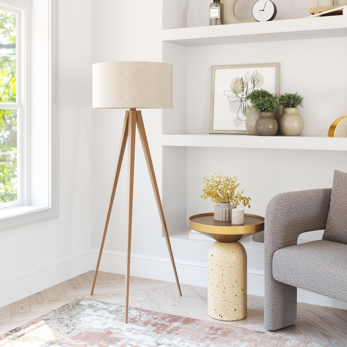 ZUO Imperial Floor Lamp Beige & Natural