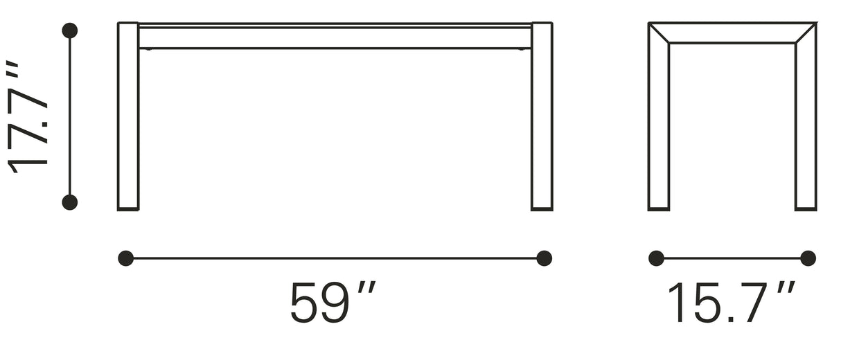 ZUO Metropolitan Double Bench Gray & Silver