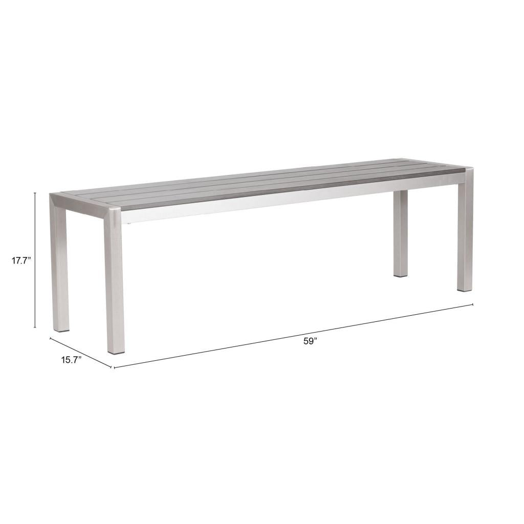 ZUO Metropolitan Double Bench Gray & Silver