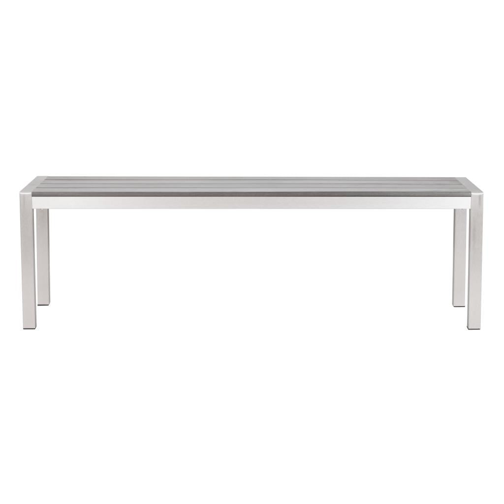 ZUO Metropolitan Double Bench Gray & Silver