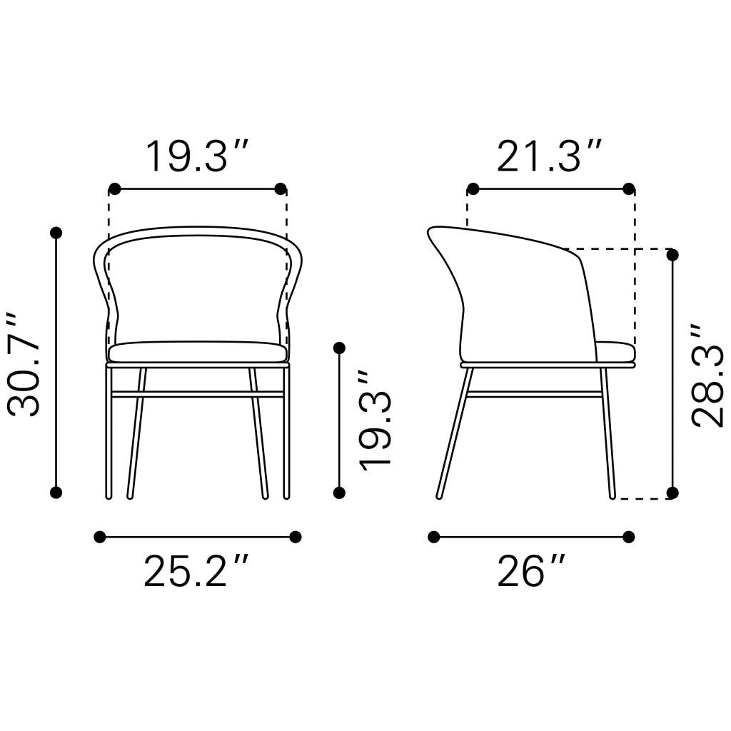 ZUO Freycinet Dining Chair (Set of 2) Black