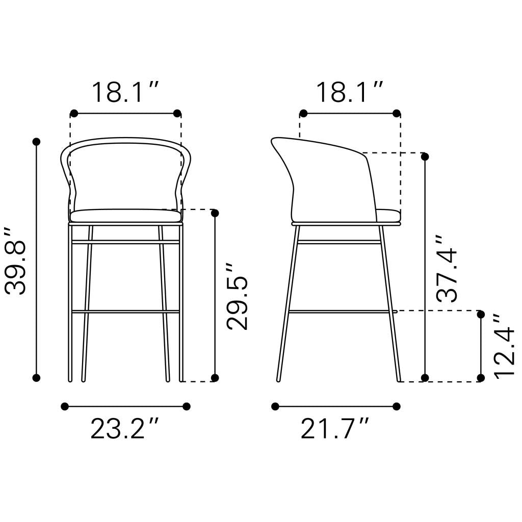 ZUO Freycinet Barstool (Set of 2) Natural
